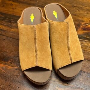 Volatile Tan Suede Open-Toe Mules